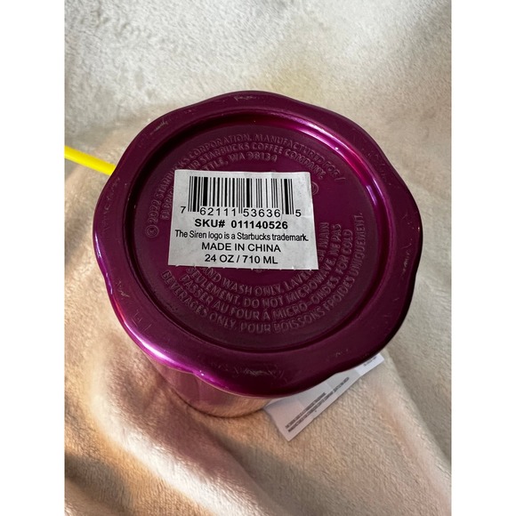 Starbucks Scalloped Pink Purple Petunia Metallic Cup Stainless Tumbler - Picture 4 of 5